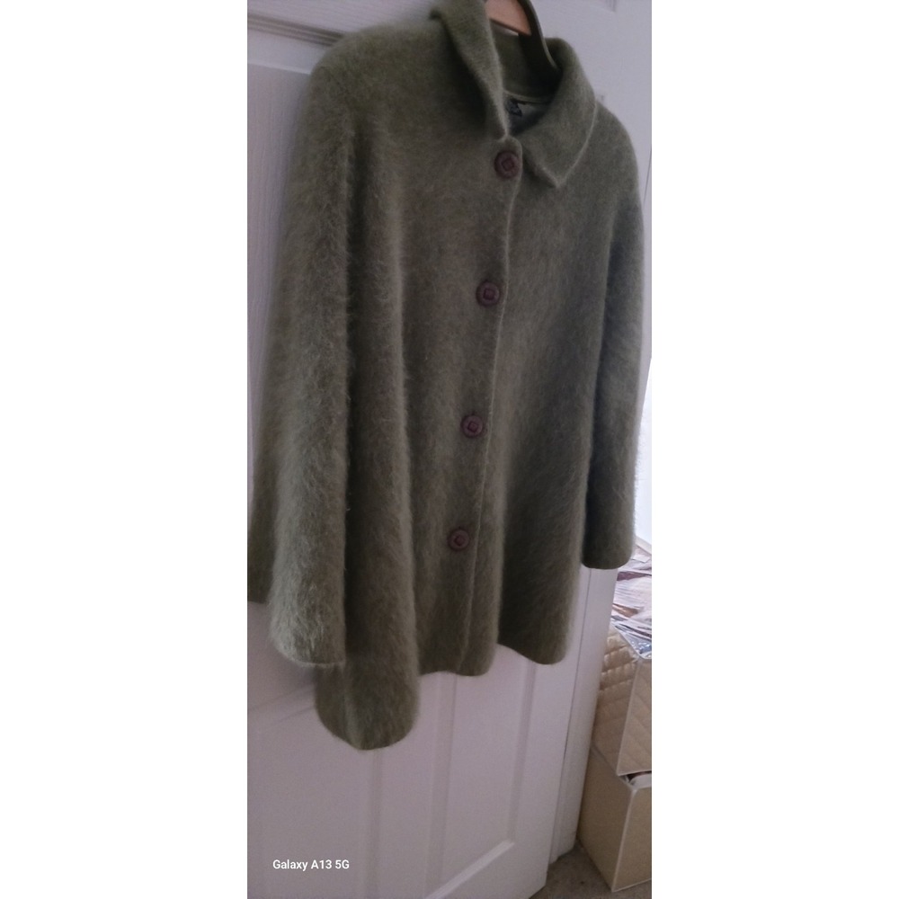 Womens winter dress coat  Size L Sage Green  Venesha- high quaility angora Lined